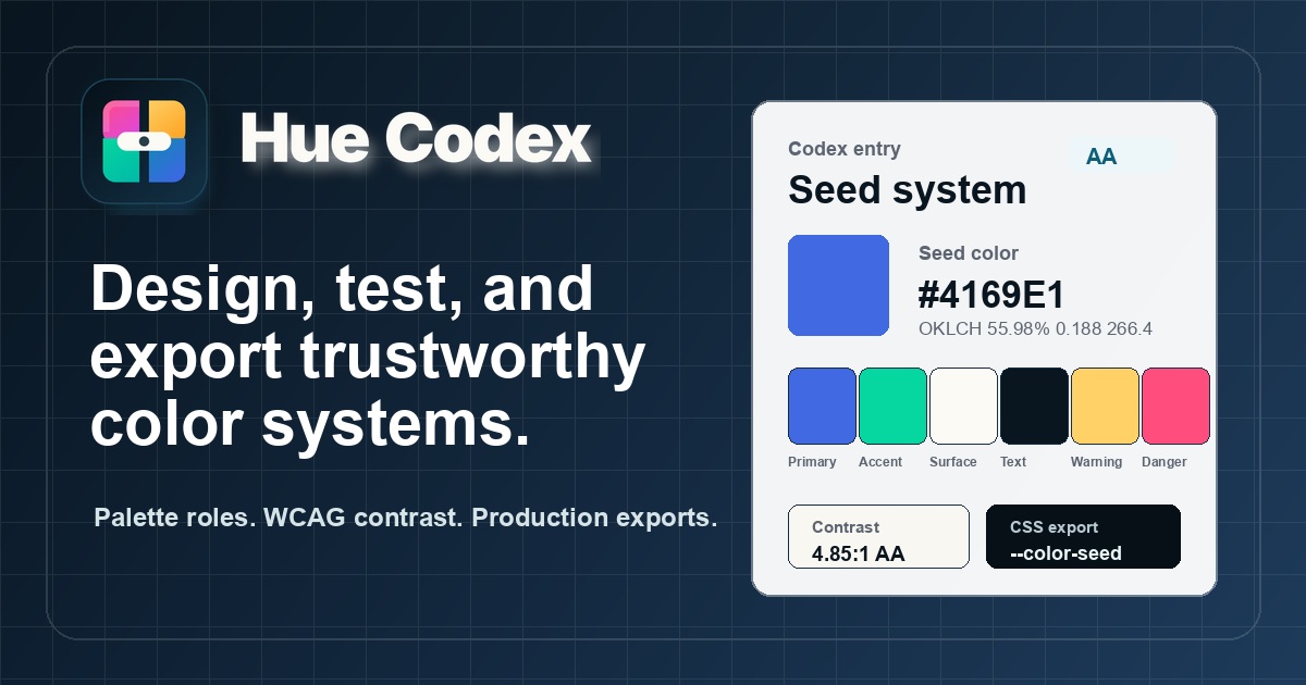 Hue Codex color workspace preview